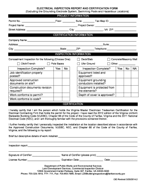 Electrical Inspection Report  Form