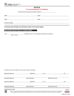 Alberta WaiverSatisfaction of Conditions Notice  Form