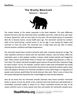 Parts of Woolly Mammoth Worksheet  Form