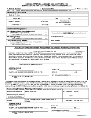 Nc Defense Attorney Access to Sbi Form