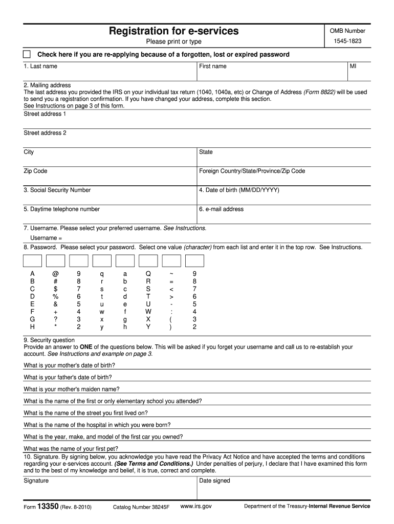 Registration for E Services  Form