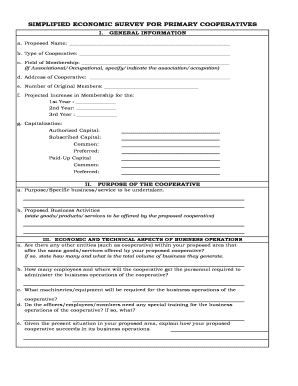 Economic Survey for Cooperative Sample  Form