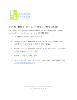 Tower Garden School Order Form