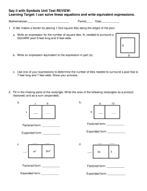 Say it with Symbols Answer Key  Form