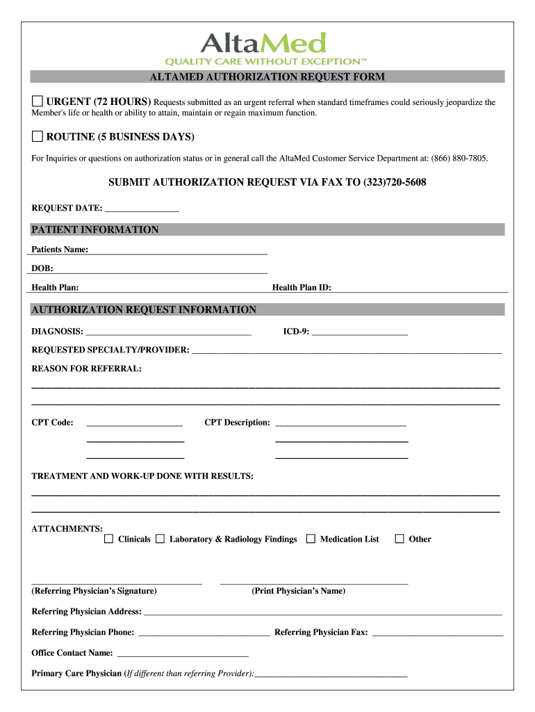Altamed Authorization Form