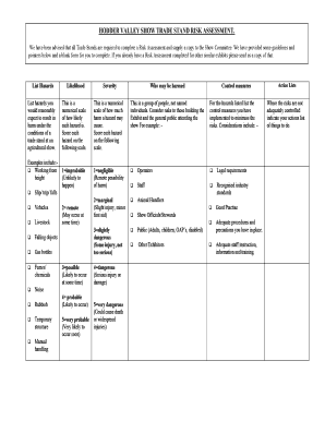 Trade Show Risk Assessment Example  Form