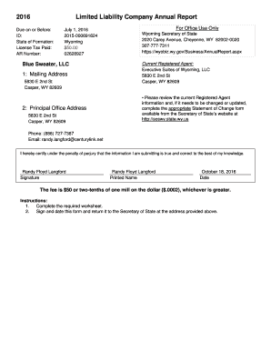 Wyoming Llc Annual Report Example  Form