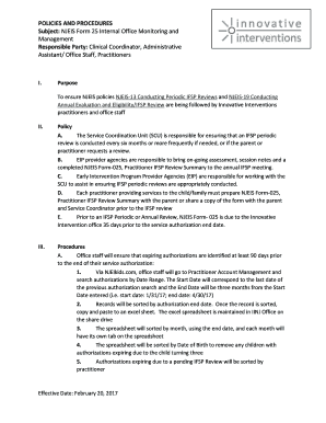 Form 25 Early Intervention