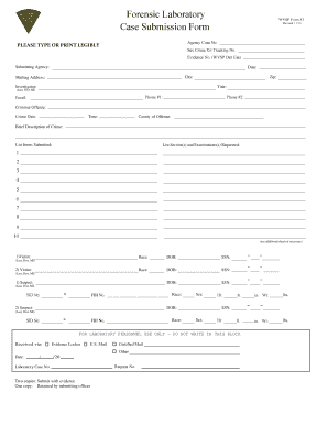 WVSP Form 53 Forensic Laboratory Case Submission Form
