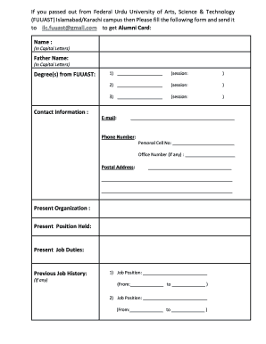 Federal Urdu University Degree Verification  Form