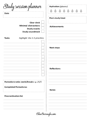 Study Session Planner  Form