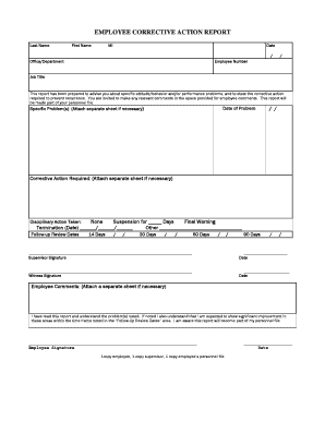 Corrective Action Report  Form