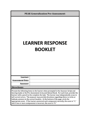 Peak Assessor Script and Scoring Guide  Form