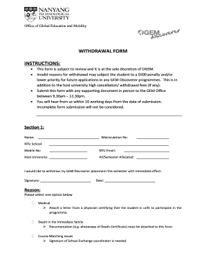 Ntu Withdrawal Form PDF