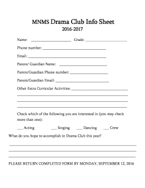 Mnms Drama Club  Form