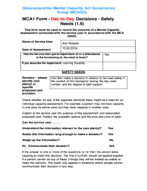 Mental Capacity Assessment Form