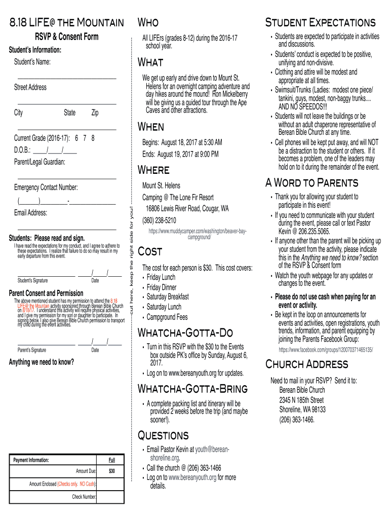 RSVP & Consent Form