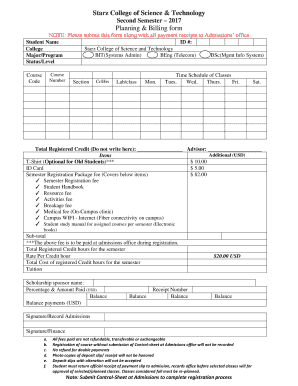 Starz College Entrance  Form