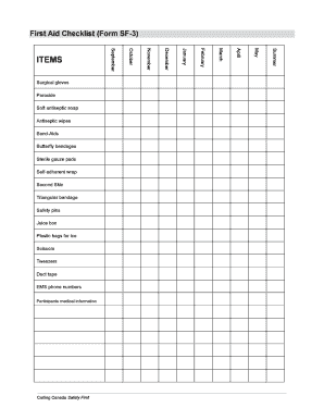 Editable First Aid Kit Monthly Checklist Template  Form