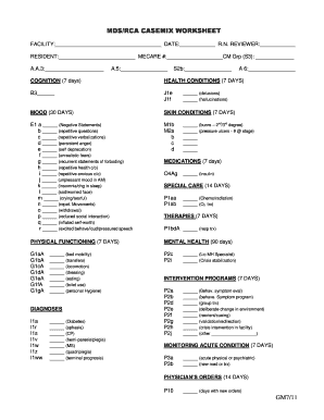 Mds 3 0 Data Collection Worksheet  Form