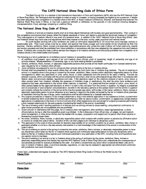 The IAFE National Show Ring Code of Ethics Form