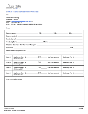 Broker Loan Submission Coversheet  Form