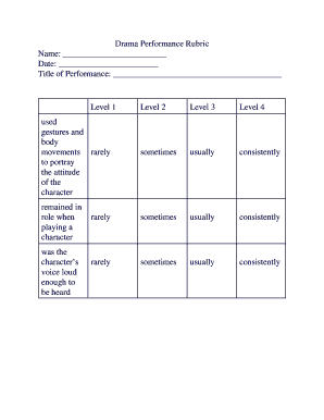 Drama Performance Rubric