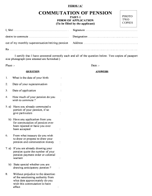 COMMUTATION of PENSION  Form