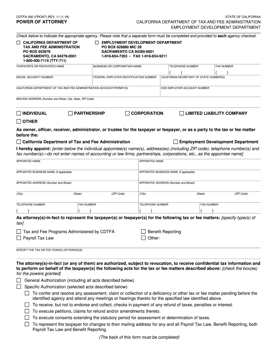 Get and Sign Cdtfa 392 Instructions 2018 Form