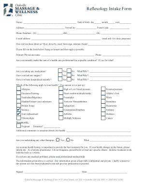 Reflexology Intake for M  Form