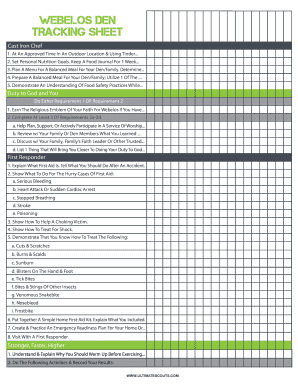 Webelos Tracking Sheet  Form