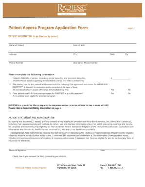 Radiesse Patient Access Program  Form