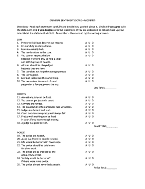Criminal Sentiments Scale  Form