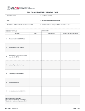 FIRE EVACUATION DRILL EVALUATION FORM