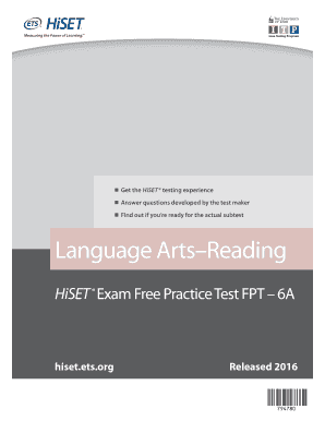 Hiset Reading Practice Test PDF  Form