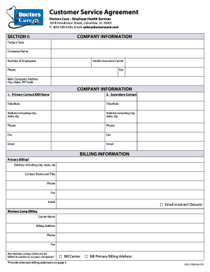 Doctors Care Employer Health Services  Form