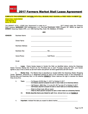 Stall Rental Agreement Sample  Form