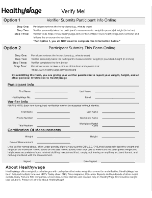 Healthy Wage Verify Form