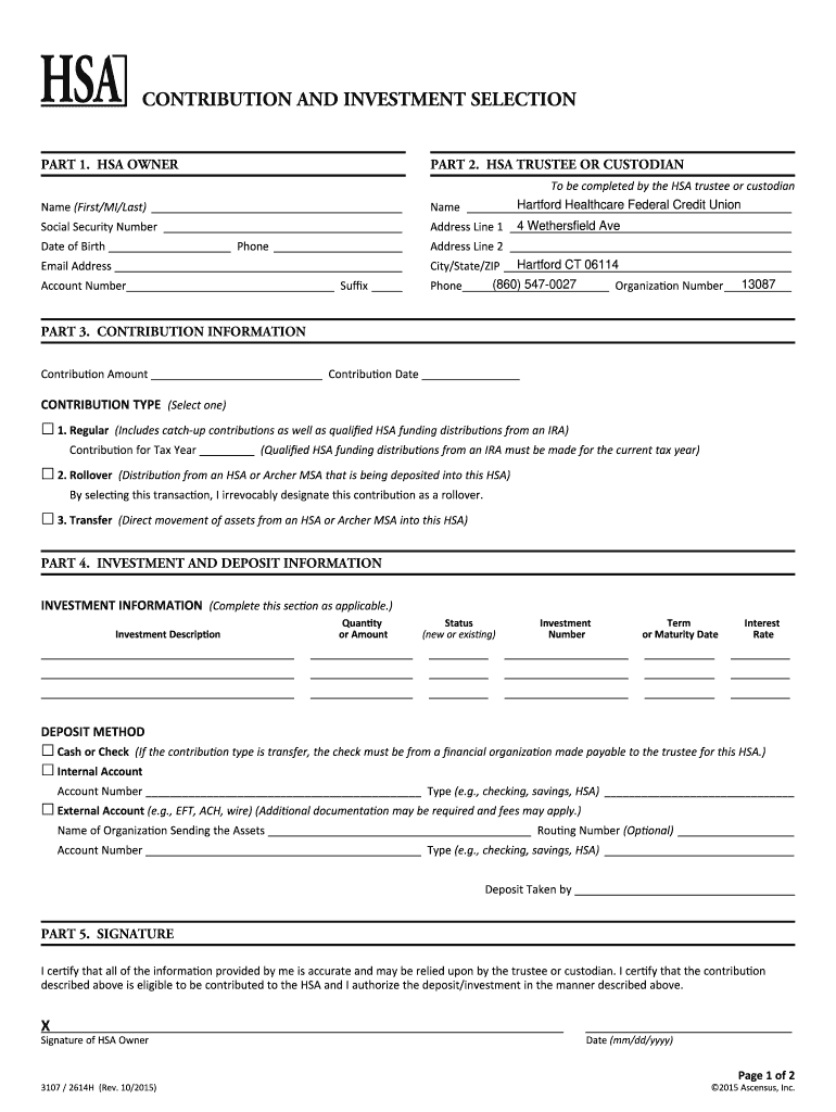 HSA TRUSTEE or CUSTODIAN  Form