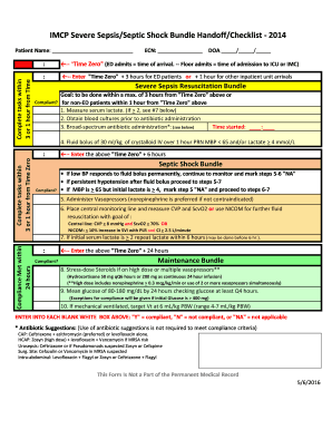 Sepsis Checklist Form
