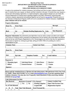  Hpd Violation Reissuance Request Form 2021