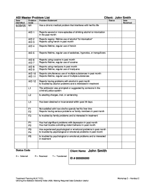 Master Problem List  Form