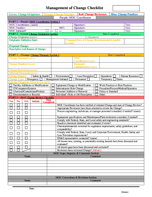 Management of Change Checklist  Form