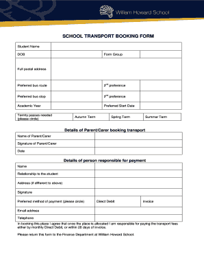 Transport Booking Form Template