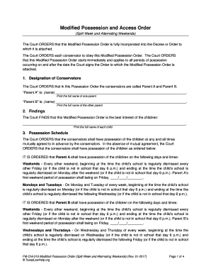 Modified Possession Order Texas Template  Form