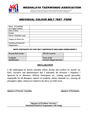 MEGHALAYA TAEKWONDO ASSOCIATION  Form