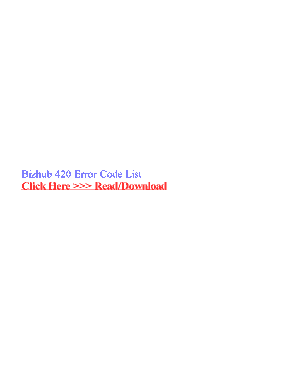 Konica Minolta Error Code List PDF  Form