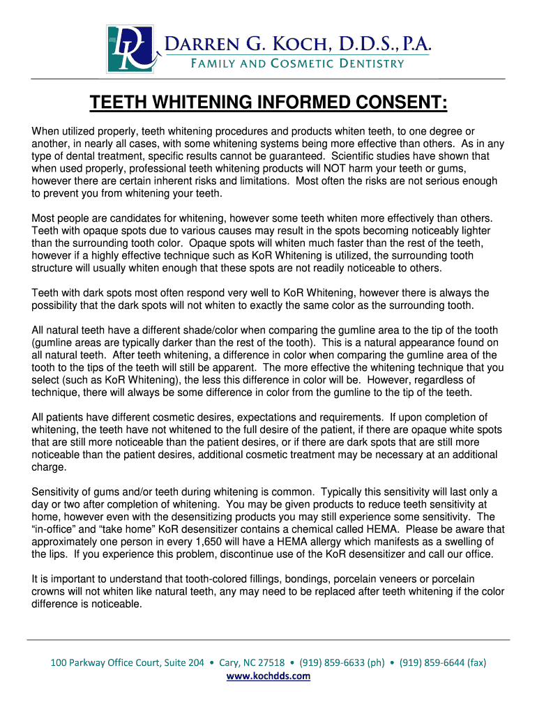 Kor Whitening Consent Form