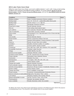 Neca Labor Factor Score Sheet  Form