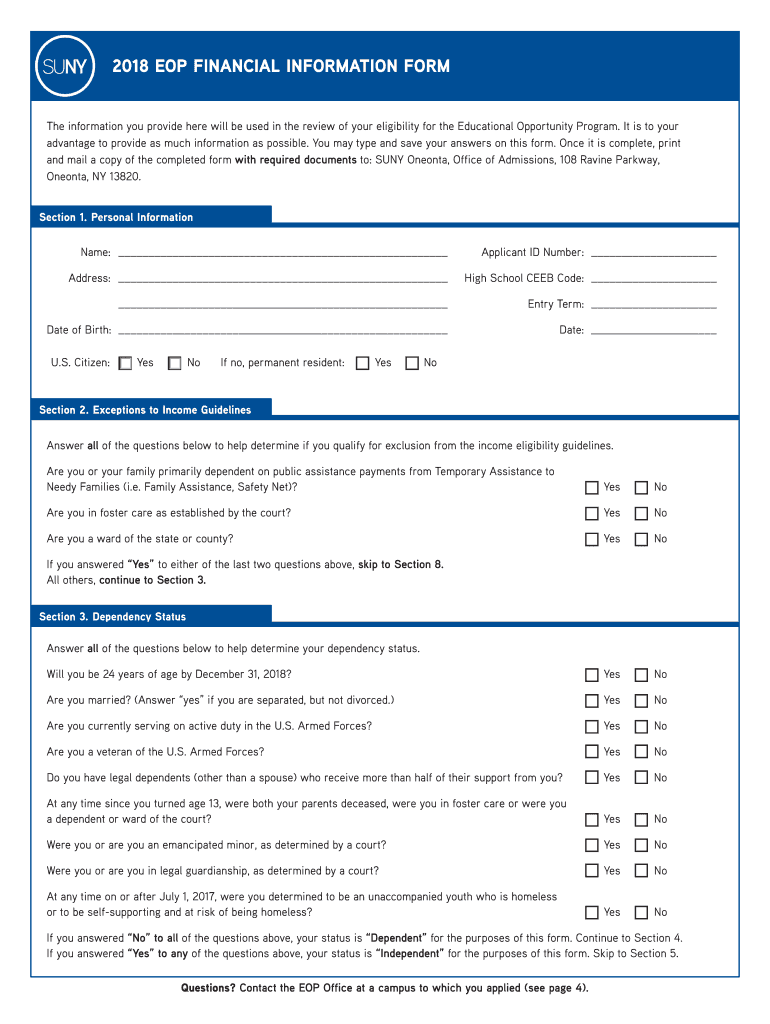 Eop Financial Information Form